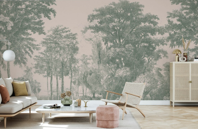 Fototapet Slow Meander, Pink and Green, Photowall