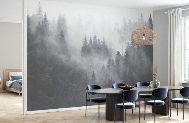 Fototapet Foggy Forest, Grey, Photowall