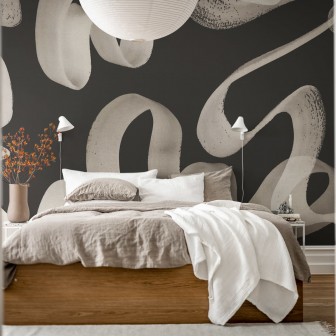 Tapet cu model abstract Waves, Black