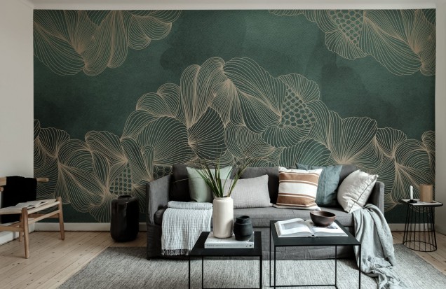 Fototapet Opulent Verde Auriu - XTDeco.ro