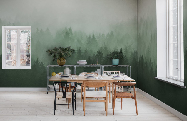 Fototapet Pădure în Ceață, Verde - Decor Natural