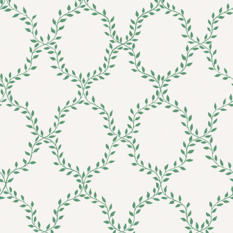 Tapet lavabil Wilma Green, cu un design modern, care prezintă un model rafinat de frunze verzi pe un fundal crem.