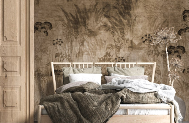 Tapet Floral Sepia - Bright Greenery Sepia