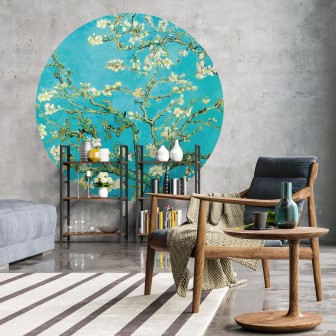 Fototapet rotund cu flori de migdal, diametru 142,5cm