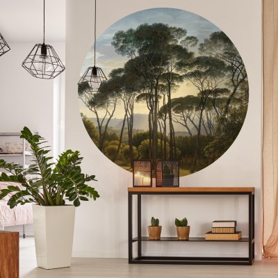 Tapet rotund Umbrella Pines in Italy cu un design elegant si unic, pentru un interior cu adevarat special.