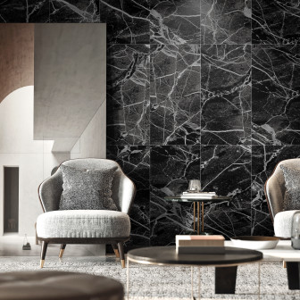 Panou decorativ autoadeziv imitatie marmura într-un living modern