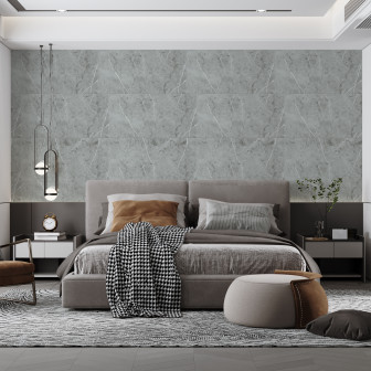 Panou decorativ autoadeziv imitatie marmura intr-un dormitor modern