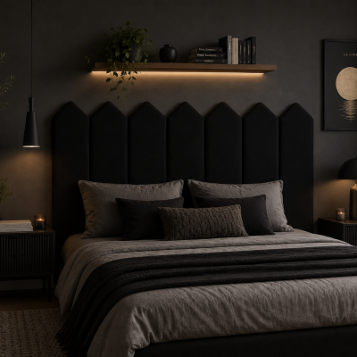 Panou tapițat negru cu design geometric Arrow