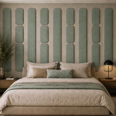Panou tapițat Cvadrat, verde deschis, Simply Wall Panels