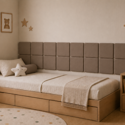 Panou tapițat Cvadrat, gri deschis, Simply Wall Panels
