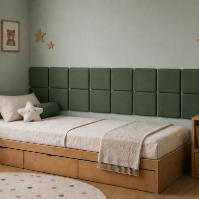 Panou tapițat Cvadrat, verde, Simply Wall Panels