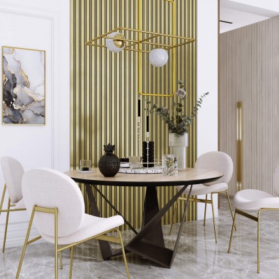 Panou riflat 3D Auriu, design modern și sofisticat pentru decorarea pereților.