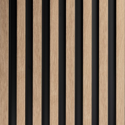 Panou decorativ riflat 3D Oak Gold într-un dormitor modern