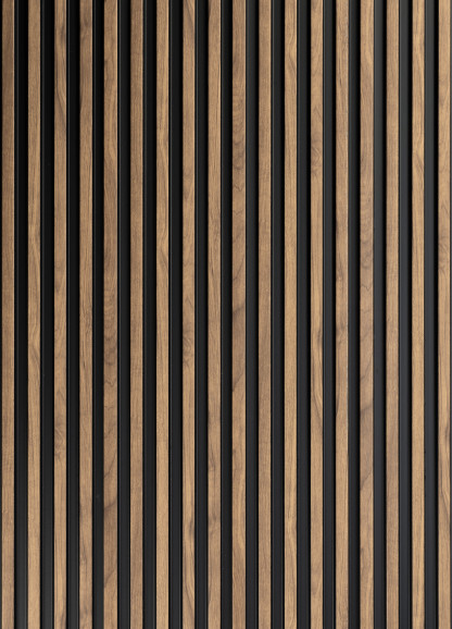 Panou decorativ riflat 3D stejar craft într-un living modern