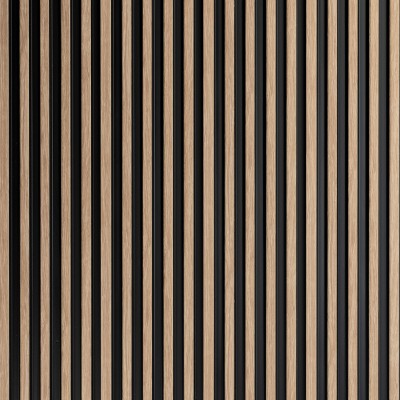 Panou decorativ riflat 3D stejar auriu într-un living modern