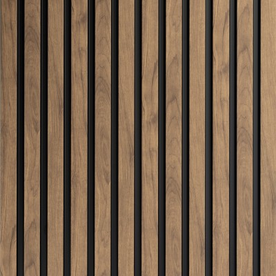 Panou decorativ riflat stejar craft într-un living modern