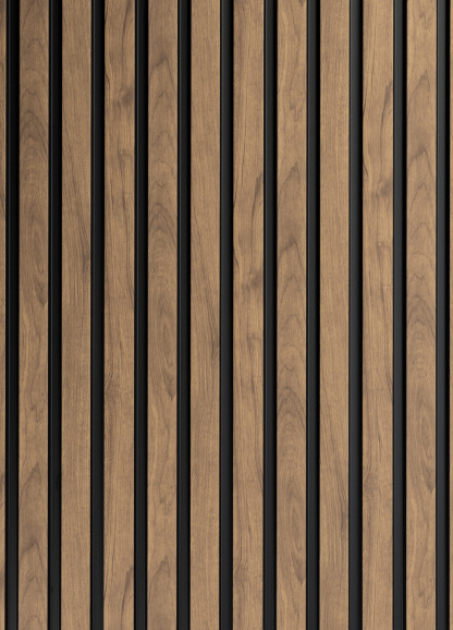 Panou decorativ riflat stejar craft într-un living modern