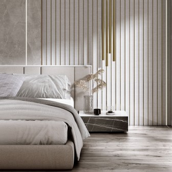 Tapet 3D alb cu linii aurii, design modern, living