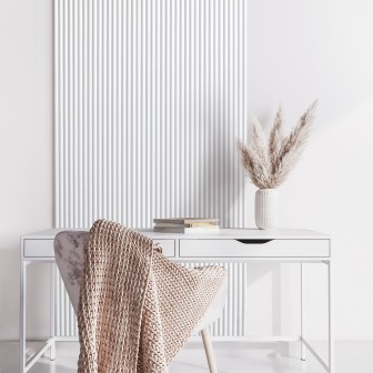 Tapet 3D cu aspect riflat, alb, cu design modern minimalist, ideal pentru decorarea unui birou