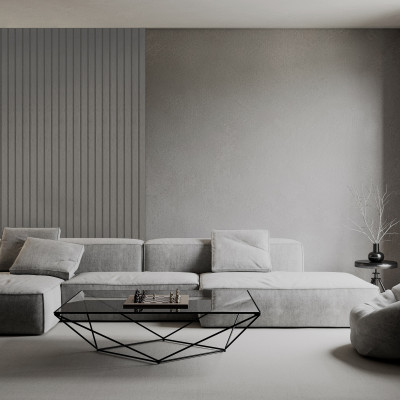 Profil decorativ riflat Roca Stormy Grey intr-un living modern