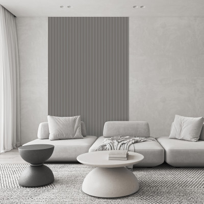 Profil dreapta panou riflat Misty Grey în ambient modern