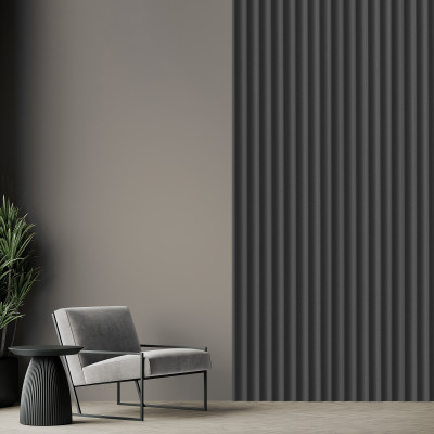 Profil dreapta pentru panou riflat Shadow Grey, aplicat pe perete