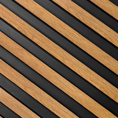 Panou decorativ riflat 3D, stejar natural
