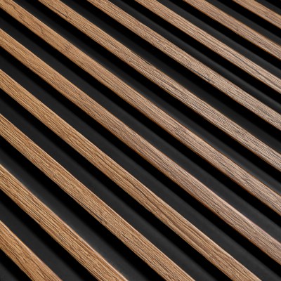 Panou decorativ riflat 3D, finisaj stejar clasic