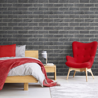 Panou decorativ cărămidă aparentă Amstel Midnight într-un dormitor modern