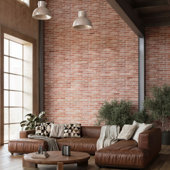 Panouri decorative cărămidă aparentă Baden Red într-un living modern