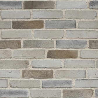 Panou decorativ cărămidă aparentă în nuanțe de gri și bej, creând un ambient rustic și modern.