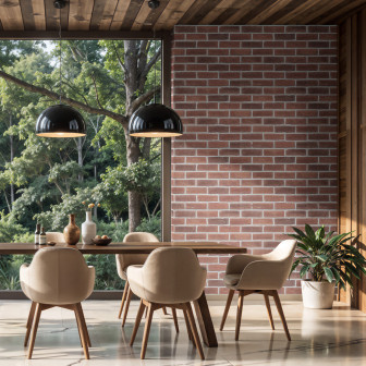 Panou decorativ cu aspect de cărămidă într-un interior modern