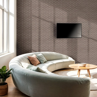 Panou decorativ cărămidă aparentă maro într-un living modern