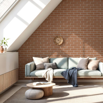Panouri decorative cărămidă aparentă caramel într-un living modern