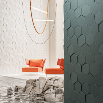 Panou decorativ 3D hexagonal din ipsos
