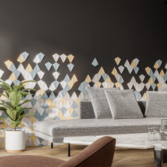 Panou decorativ 3D din ipsos, model Skyfall, culoare albă