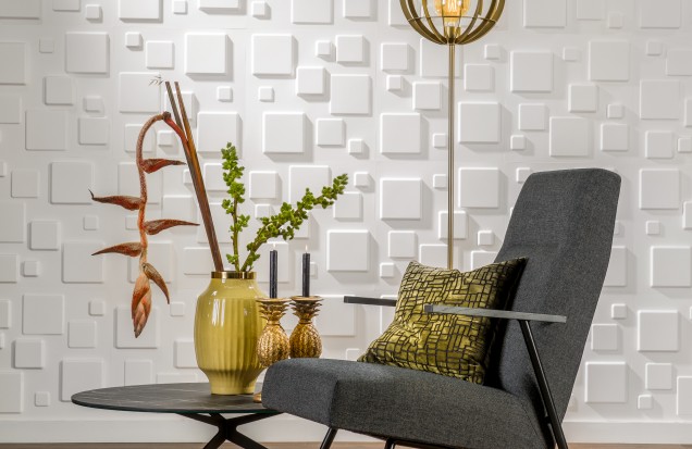 Panouri decorative 3D Squares, WallArt, 12 placi 50x50cm