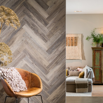 Panou decorativ 3D cu imitație de lemn în design interior modern