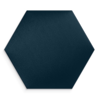 Panou tapițat hexagonal catifelat bleumarin pe perete