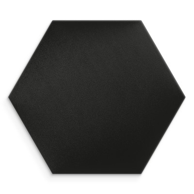Panou tapițat hexagon catifelat, negru, într-un living modern