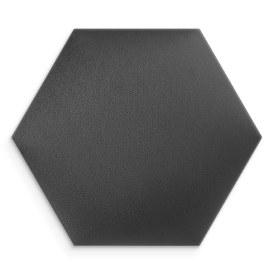 Panou tapițat hexagonal catifelat gri grafit montat pe perete ca tăblie de pat