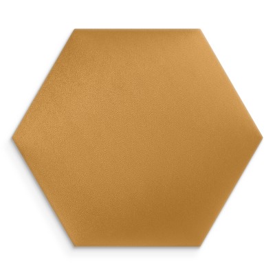 Panou tapițat hexagonal galben, decor dormitor modern