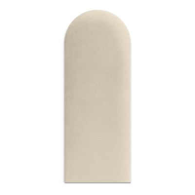 Panou tapițat catifelat, crem, 30 cm, integrat într-un decor de dormitor