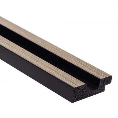 Profil stanga pentru panoul riflat 3D Lamelli Stretto, Grey Oak, 270x3.6 cm, Mardom Decor