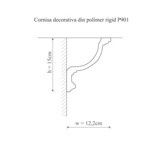 Cornișă decorativă din poliuretan P901 montată