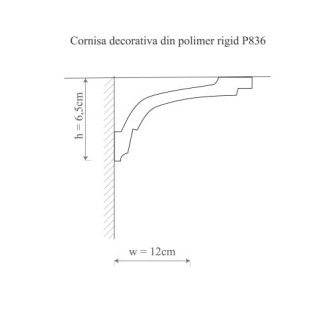 Cornișă decorativă din poliuretan montată la îmbinarea perete-tavan