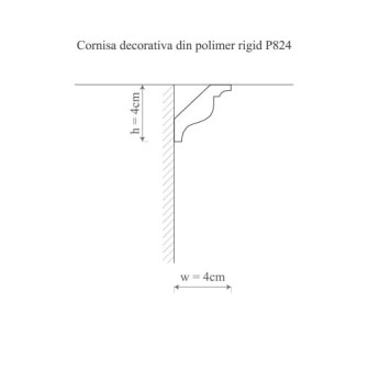 Cornișă decorativă din poliuretan montată la îmbinarea dintre tavan și perete