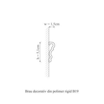 Brau decorativ alb din polimer rigid pe un perete colorat