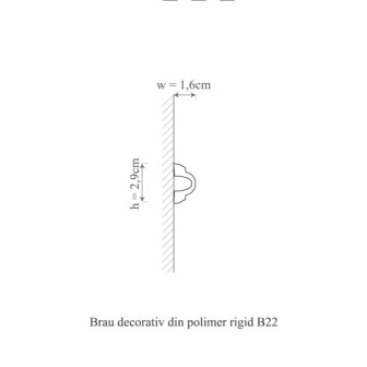 Brâu decorativ din polimer rigid, montat pe perete