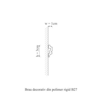 Brau decorativ din polimer rigid, alb, aplicat pe perete